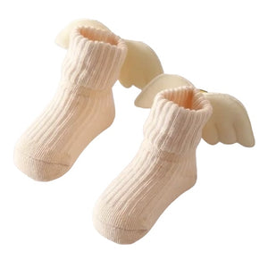 1Love 2Hugs 3Kisses Angel Wings Baby Anti Slip Socks Cream