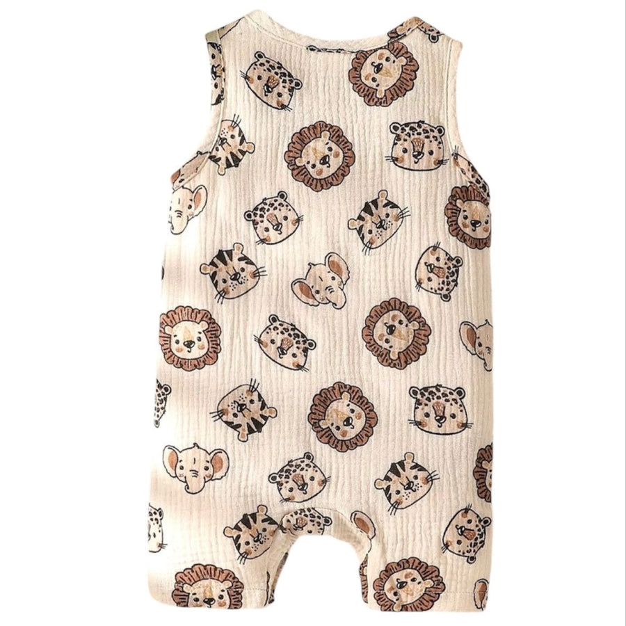 1Love 2Hugs 3Kisses Baby Boy Summer Animal Romper