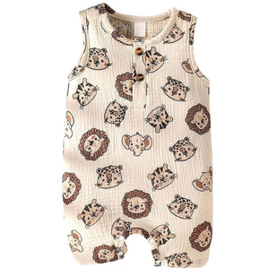 1Love 2Hugs 3Kisses Baby Boy Summer Animal Romper