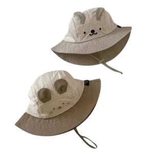 1love2hugs3kisses Baby Bunny Bucket Hat With Ears Beige