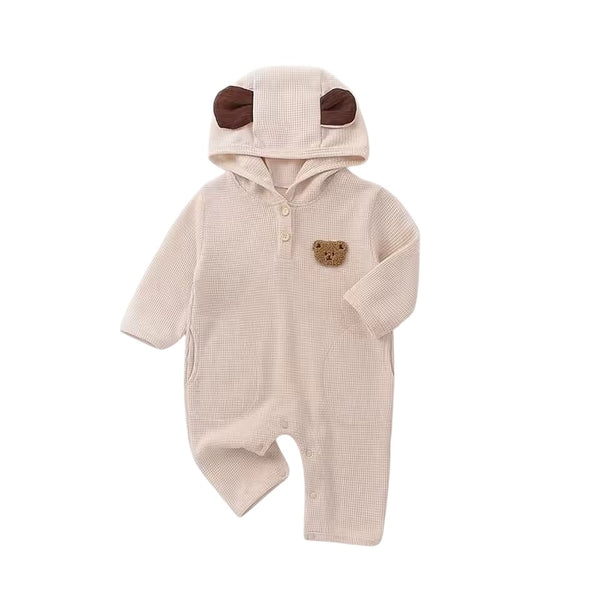 1love2hugs3kisses Baby Cream Longsleeve Waffle Onesie Bear