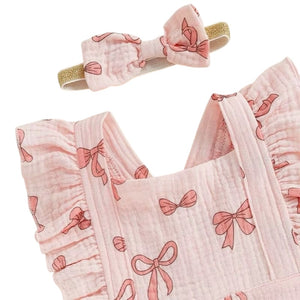 1love2hugs3kisses Baby Onesie Bows Ruffle Pink + Bow
