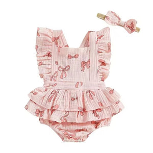 1love2hugs3kisses Baby Onesie Bows Ruffle Pink + Bow
