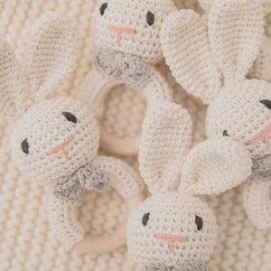 1love2hugs3kisses Baby Rattle Crochet Bunny Teether