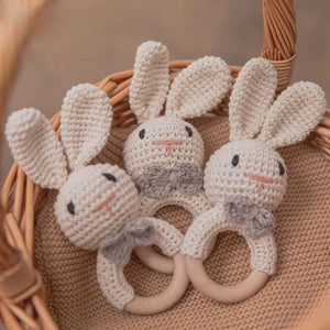 1love2hugs3kisses Baby Rattle Crochet Bunny Teether