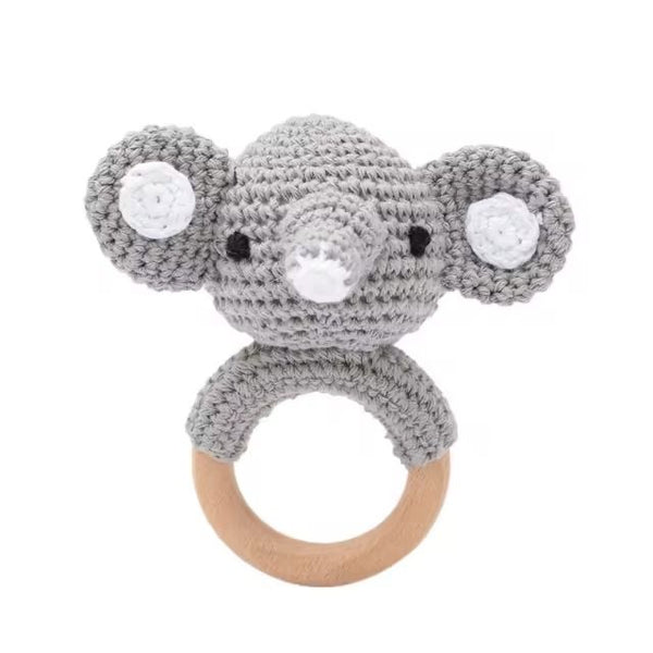 1love2hugs3kisses Baby Rattle Crochet Elephant Teether