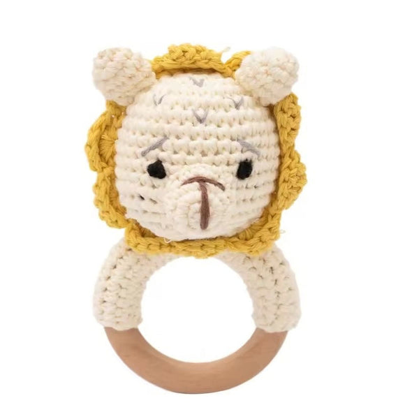 1love2hugs3kisses Baby Rattle Crochet Lion Teether