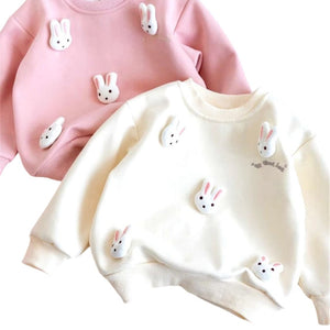 1love2hugs3kisses Baby Sweater All-Over Bunny Pink