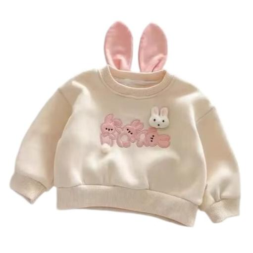 1love2hugs3kisses Baby Sweater Bunny Ears Beige