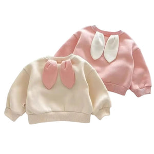 1love2hugs3kisses Baby Sweater Bunny Ears Pink