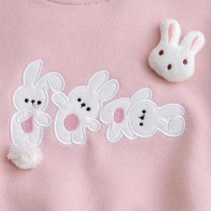 1love2hugs3kisses Baby Sweater Bunny Ears Pink