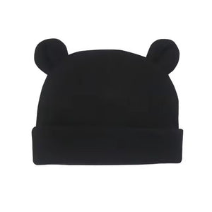 1love2hugs3kisses Newborn Baby Hat With Ears Black