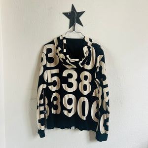 Pre-loved Nununu Black Zipped Numbers Sweater size 8-9 years