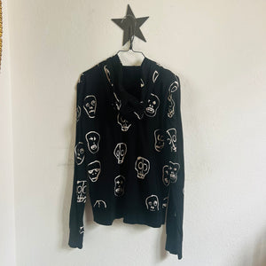 Pre-loved Nununu Black Zipped Skull Sweater size 8-9 years