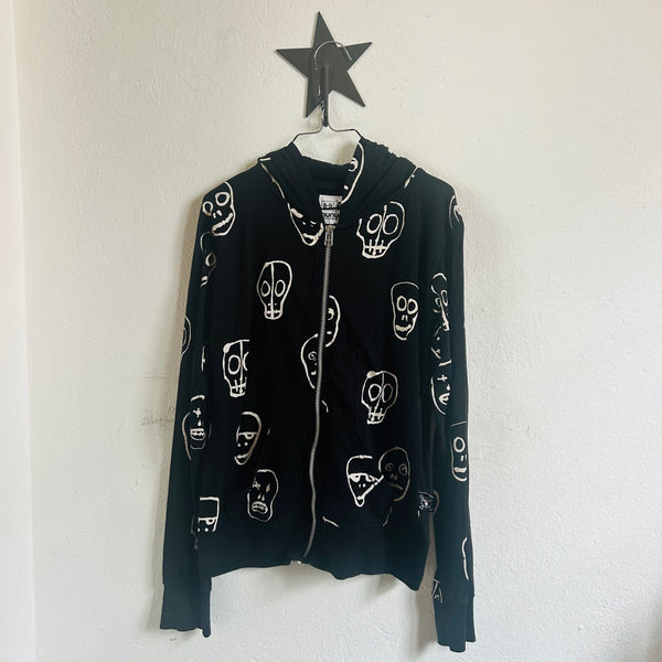 Pre-loved Nununu Black Zipped Skull Sweater size 8-9 years