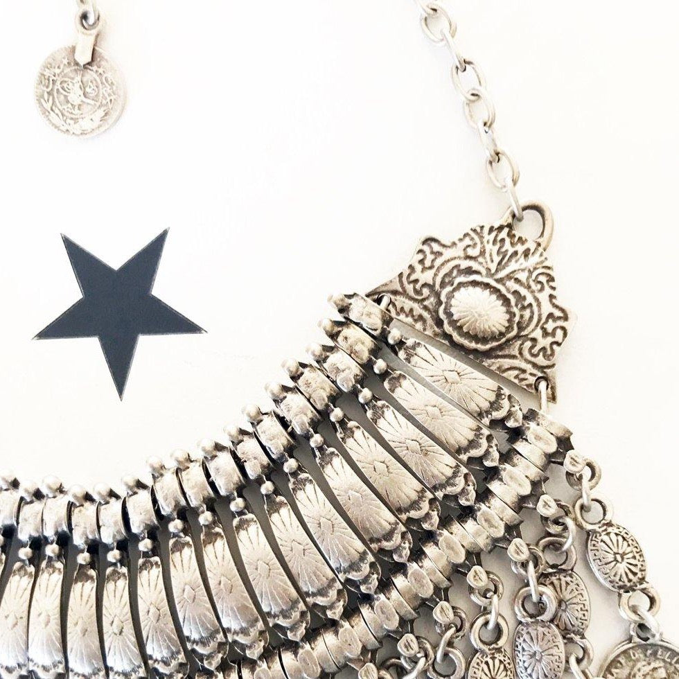 Bohemian hot sale coin necklace